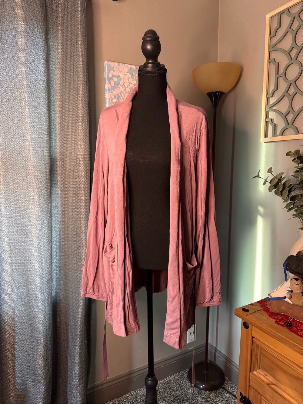 Duluth Trading Co Mauve Open-Front Lightweight Cardigan